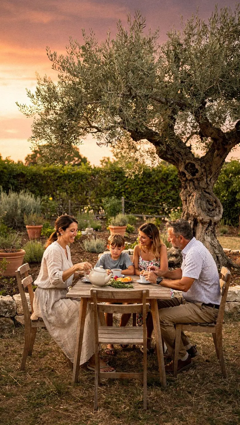 Due tazze di tè posate su un tavolo, circondate da fragole fresche e biscotti.