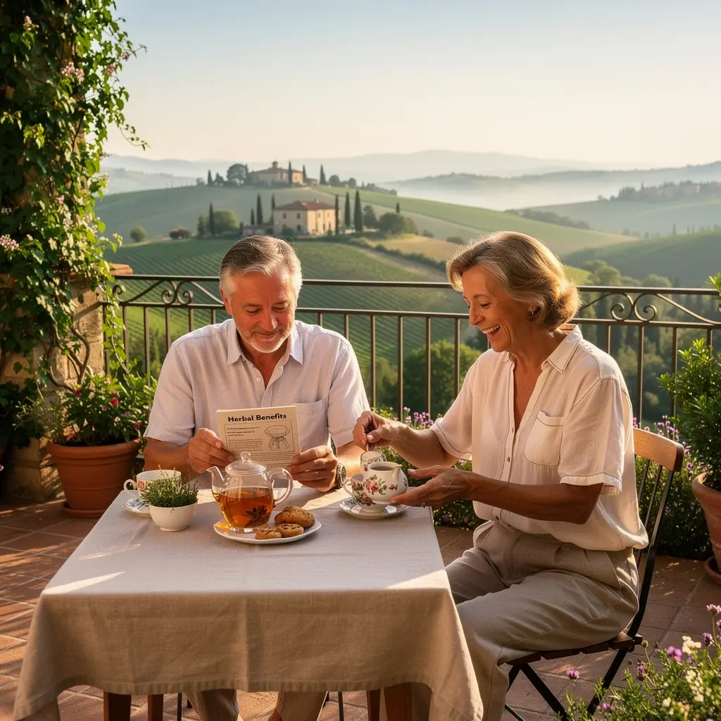 Una persona che versa tè in una tazza durante una mattina tranquilla.