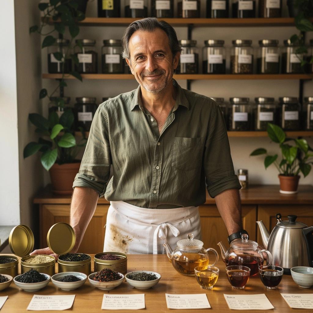 Tazza di tè fumante con foglie di tè verde, ideale per abbassare la pressione sanguigna.